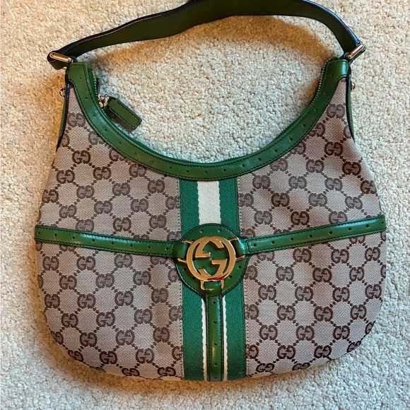 SOLD Perfect Condition: Gucci Reins Beige and Green Women's Bag - Picture 2 of 11